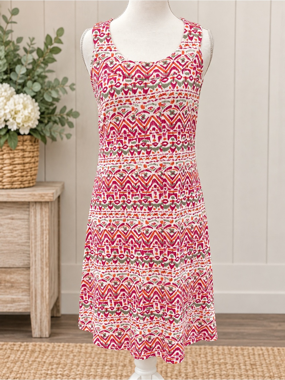 Aventura Pink & Cream Patterned Sleeveless Dress